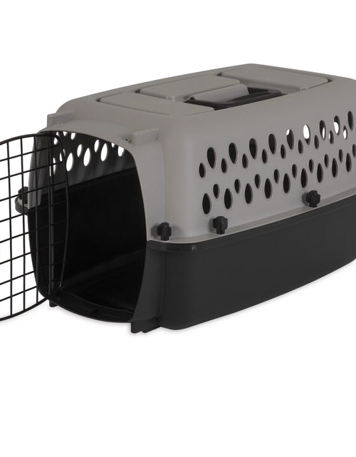 Load image into Gallery viewer, Transportín Portátil Para Perros, Transportador De Viaje Rígido, Duradero, Puerta De Metal, Negro Y Gris, Para Mascotas De Hasta 10 Lb, 19" L X 12.3" W X 10.8" H
