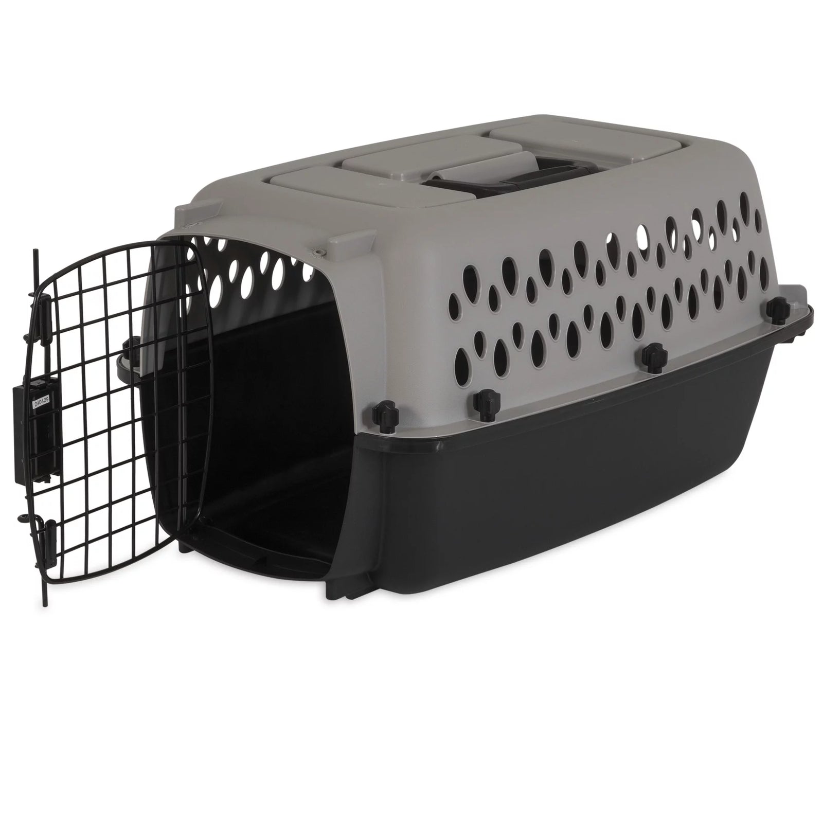 Transportín Portátil Para Perros, Transportador De Viaje Rígido, Duradero, Puerta De Metal, Negro Y Gris, Para Mascotas De Hasta 10 Lb, 19" L X 12.3" W X 10.8" H